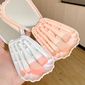 Travel Makeup Brush Set Portable 5 Pcs With Mirror