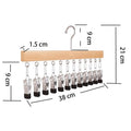 Wooden Cap Organizer Hanger With 12 Stainless Steel Clips