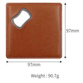2 in 1 Square Leather Coaster Bottle Opener