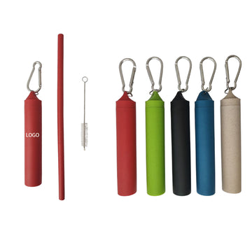 Reusable Drinking Straw With Wheat Straw Case & Brush