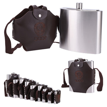 Stainless Steel Outdoor Wine Bottle With Leather Case
