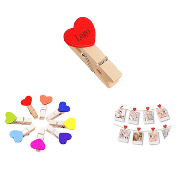 Heart Shaped Wooden Photo Pins