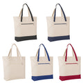 Super Strong Large Canvas Tote Bag With Zipper Pocket