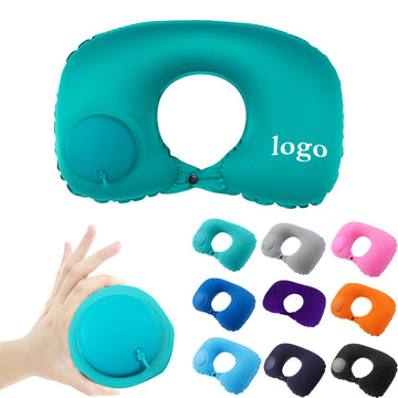 Portable U-Shaped Push Inflatable Neck Pillows Travel