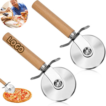 Stainless Steel Pizza Cutter W/Wood Handle
