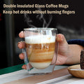 12 Oz Clear Double Glass Insulated Coffee Mug With Handle