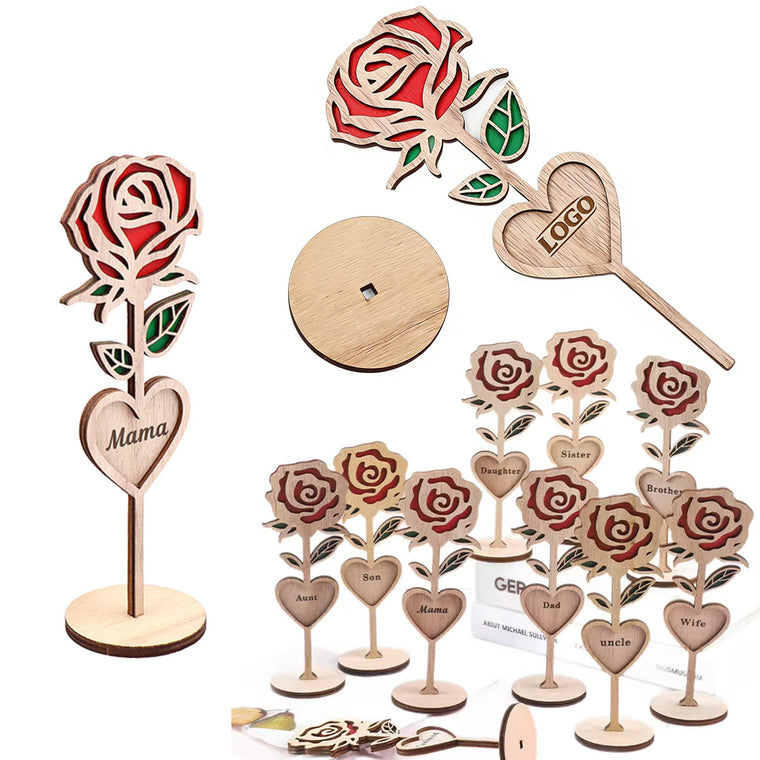 Wooden Rose Sign Desktop Decor Festival Gift