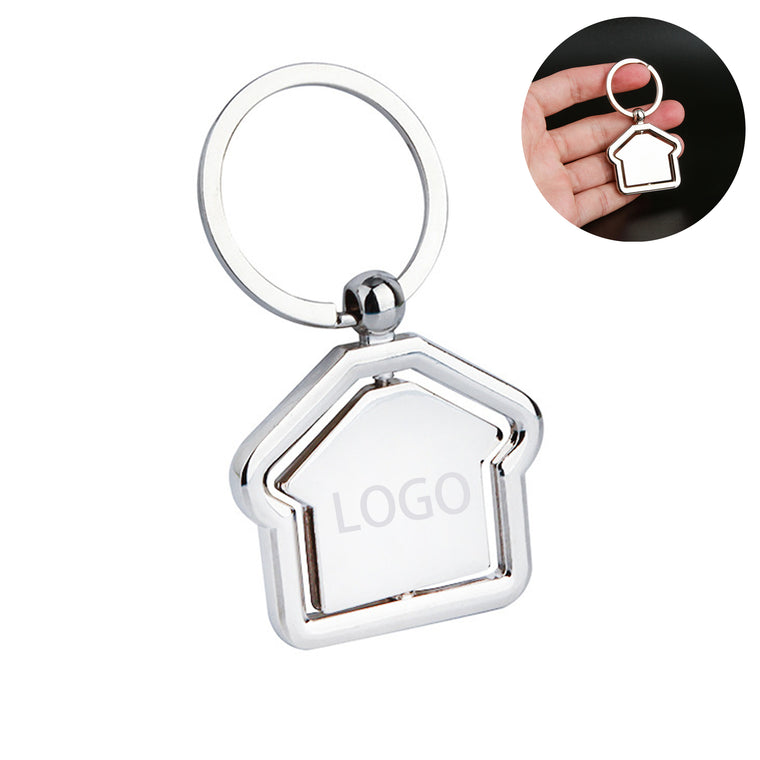 Metal Rotating House Keychain