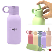 Silicone Handheld Straw Water Bottle With Spout Lid (450Ml)