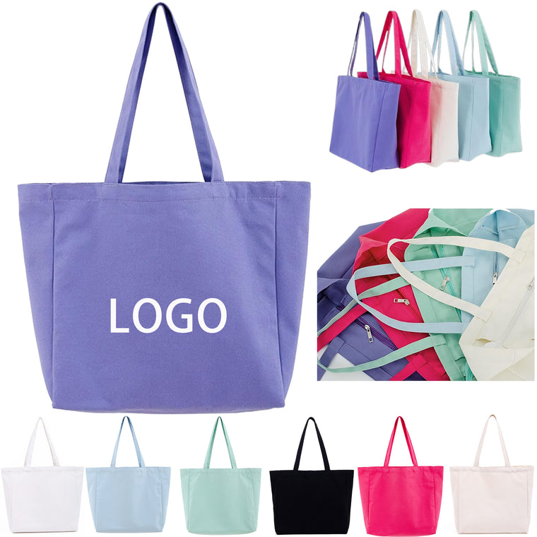 Zipper Large Capacity Canvas Tote Bag Shopper