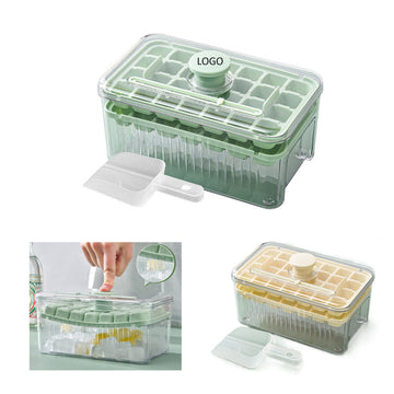 One-Button Press Ice Cube Trays With Lid And Bin