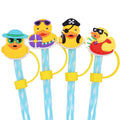 Reusable Silicone Straw Covers Drinking Topper Yellow Duck
