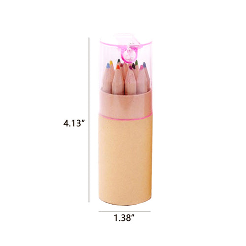 12 Colored Pencils In Tube W/Sharpener