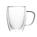 12 Oz Clear Double Glass Insulated Coffee Mug With Handle