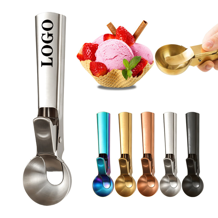 Polished Stainless Steel Ice Cream Spoon With Trigger
