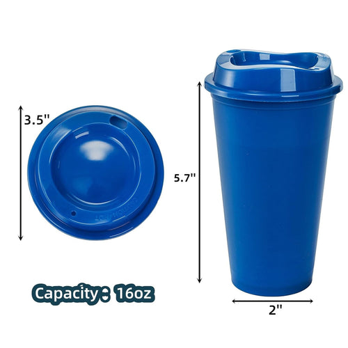 16 OZ PP Reusable Coffee Cups With Lids