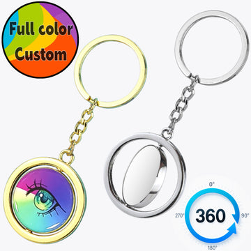 Full Color Custom Rotatable Round Keychain Stress Reliever