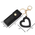 Leather Lipstick Holder Keychain With Mirror