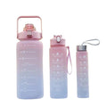 Wide Mouth Sports Water Bottles 3 Pcs Set With Time Marker