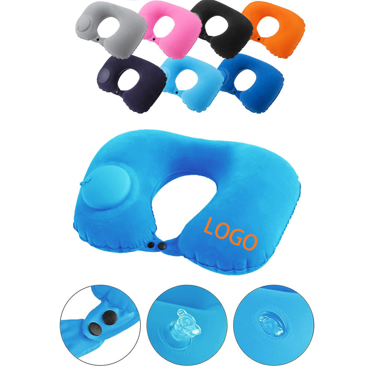 PVC U Shaped Air Pump Inflatable Neck Pillow