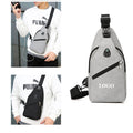 Men'S Oxford Sling Bag With Usb Charging Port