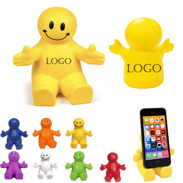Cute Smiley Pu Phone Stand For Desk Decor