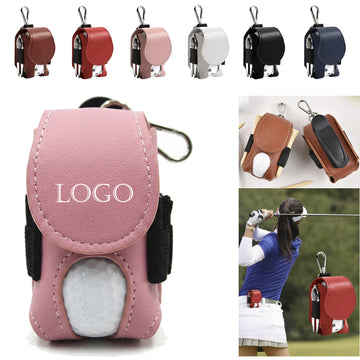Portable Waist-Hung PU Leather Golf Ball Pouch