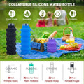 17Oz Collapsible Silicone Water Bottle With Carabiner