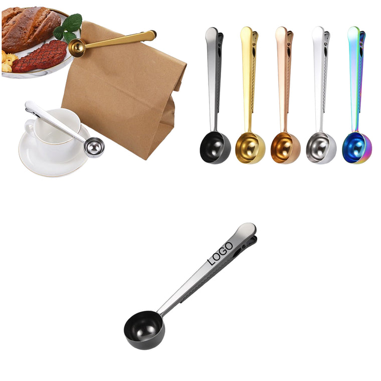 2-In-1 Stainless Steel Coffee Measuring Scoop W/ Bag Clip
