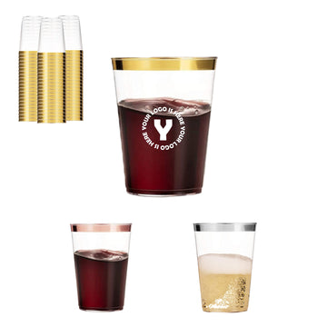 10Oz. Disposable Gold Rim Plastic Cups