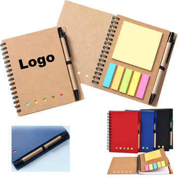 Eco Spiral Notebook Lined Notepad With Pen