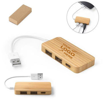 Bamboo Usb Hub With C Port