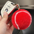 Faux Rabbit Fur Tennis Ball Keychain