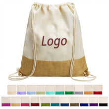 Cotton Linen Drawstring Backpack
