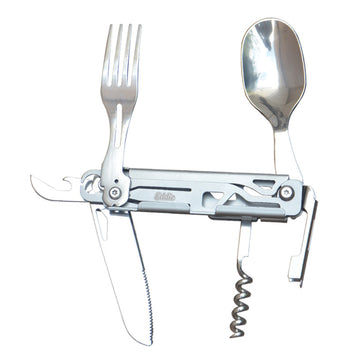 6-In-1 Folding Camping Utensil Set With Corkscrew