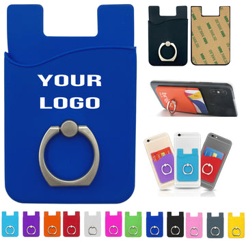Silicone Mobile Phone Wallet Card Holder with Ring Stand