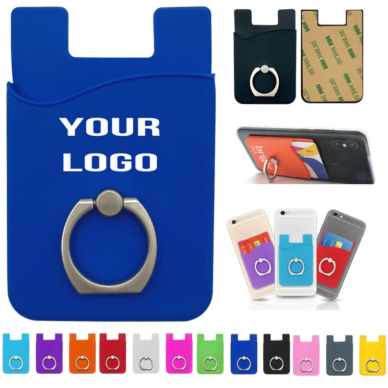 Silicone Mobile Phone Wallet Card Holder with Ring Stand