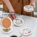 4" Ceramics Absorbent Coaster with Cork Base