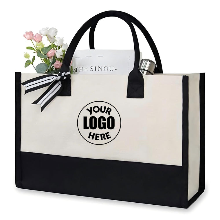 Large Classic Black And White Cotton Canvas Tote