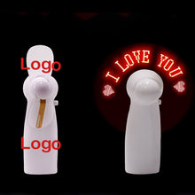 Personalized Light Up LED Mini Handheld Fan with White Handle