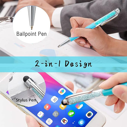 2 In 1 Soft Touch Crystal Metal Ballpoint Pen