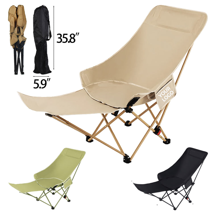 Folding Chair With Footrest And Pocket(350Lb Capacity)