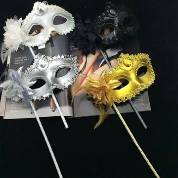 Half Masquerade Mask On A Stick