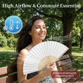 Bamboo Folding Hand Fan With Lightweight Silent Cooling
