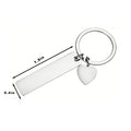 Key Tag - Silver Rectangular W/ Heart Charm
