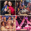 Colored Lights Up Champagne Flutes Glasses