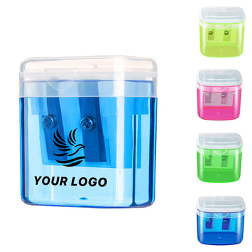 Dual Holes Pencil Sharpener With Lid