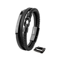 Creative Accessories Stainless Steel Woven Leather Bracelet