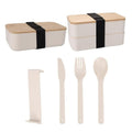 Wheat Straw Bamboo Lid Tableware Set Lunch Box