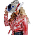 Red White And Blue Sequin Cowboy Hat With Led Brim